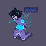 ambiguous_gender anthro e-rar403 holographic_ears holographic_tail humanoid machine purple_body purple_eyes purple_skin restrained restrained_arms robonya robot robot_anthro robot_humanoid segmented_body smug solo taunting