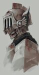  1boy ender_lilies_quietus_of_the_knights expressionless from_side helm helmet knight knight_captain_julius male_focus rotting solo sorakaze_(mire) teeth undead upper_body 