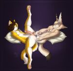 abdominal_bulge anal anthro anus ball_tattoo balls big_anus big_balls bodily_fluids butt canid canine catstopher_colombus_(kittykuscell) dildo domestic_cat double_dildo duo felid feline felis fennec_fox fox freckled_butt freckles genital_fluids genital_piercing genital_tattoo genitals hi_res highlights_(coloring) kittykuscell loose_anus loose_orifice male male/male mammal markings mole_(marking) mole_on_butt navel navel_piercing nipple_piercing nipples penis penis_piercing piercing pillow precum prince_albert_piercing puffy_anus sex_toy slime spread_butt spreading tattoo true_fox vein veiny_penis