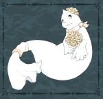  animal_focus bandana bouquet bright_pupils closed_mouth commentary_request dewgong fangs flower grey_background hair_flower hair_ornament inset_border kinoko3331 looking_ahead no_humans pink_bandana pokemon solo white_pupils 