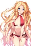  1girl alfin_reise_arnor bikini blonde_hair blue_eyes blush eiyuu_densetsu hakuleg long_hair nipple_slip nipples red_bikini sen_no_kiseki side-tie_bikini simple_background solo swimsuit two_side_up very_long_hair wavy_hair white_background 