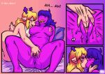 5_fingers absurd_res anthro anthro_on_anthro anthro_penetrated anthro_penetrating anthro_penetrating_anthro antlers anus areola bed bedding big_breasts biped bite blonde_hair blush bodily_fluids breasts butt butt_from_the_front claws close-up colored comic deer deltarune duo eyes_closed female female/female female_penetrated female_penetrating female_penetrating_female finger_claws fingering fingering_partner fingers fingers_in_pussy freckles furniture genital_fluids genitals hair half-closed_eyes heart_symbol hi_res horn humanoid_genitalia humanoid_hands humanoid_pussy kissing leaning leaning_backward long_hair looking_at_another looking_pleasured mammal motion_lines narrowed_eyes new_world_deer nipple_bite nipple_fetish nipple_play nipples noelle_holiday non-mammal_breasts non-mammal_nipples nude nude_anthro nude_female on_bed open_mouth penetration pink_areola pink_eyes pink_nipples purple_body purple_hair purple_scales pussy reindeer reptile sagging_breasts scales scalie sex shen_hokori short_tail simple_background sitting small_breasts spread_legs spreading susie_(deltarune) sweat sweatdrop tail teeth undertale_(series) vaginal vaginal_fingering vaginal_fluids