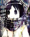  1girl azumanga_daioh highres hurtingrib kasuga_ayumu long_sleeves mask medium_hair parody parted_bangs sailor_collar saw_(movie) shirt solo tagme 