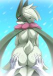ambiguous/ambiguous ambiguous_gender anthro blush butt butt_grab duo fur generation_9_pokemon green_arms green_body green_butt green_fur green_tail hand_on_butt hi_res light_body light_fur looking_back meowscarada nintendo pink_eyes pokemon pokemon_(species) rear_view shoru solo_focus tail