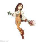  black_hair bodysuit choker final_fantasy final_fantasy_ix garnet_til_alexandros_xvii gem gloves holding holding_staff itahana_toshiyuki jewelry leotard long_hair looking_to_the_side official_art orange_bodysuit orange_gloves red_shoes shoes square_enix square_neckline staff tagme 