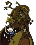 adventure_time ambiguous_gender bone cartoon_network cloak clothed clothing discount-supervillain elemental_creature elemental_humanoid finn_the_human flora_fauna gloves handwear hi_res hood humanoid huntress_wizard lich marionette mask melee_weapon not_furry plant plant_humanoid skull skull_head solo sword undead weapon