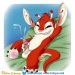1:1 4_fingers 4_toes alien antennae_(anatomy) anthro artist_logo artist_name balls bedding ben_d_koopa biped black_claws blanket bluesky_logo bodily_fluids border brown_eyes chest_tuft claws cum cumshot digital_drawing_(artwork) digital_media_(artwork) dipstick_antennae disney ejaculation english_description erection experiment_(lilo_and_stitch) eyebrows fan_character feet ferlo finger_claws fingers fur furaffinity furaffinity_logo genital_fluids genitals glans green_blanket head_tuft hi_res humanoid_genitalia humanoid_penis lilo_and_stitch logo lying male masturbation multicolored_antennae multicolored_body multicolored_fur narrowed_eyes on_back outside_border pawpads penile penile_masturbation penis pink_glans pink_nose pink_pawpads red_body red_fur smile smirk solo text toes tuft two_tone_body two_tone_fur watermark white_balls white_body white_border white_fur