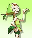 cartoon_network clothing discount-supervillain elemental_creature elemental_humanoid eyes_closed female flora_fauna food food_creature food_hair food_humanoid fruit fruit_humanoid gradient_background green_theme hi_res humanoid leaf leaf_clothing living_fruit open_mouth open_smile pear pearl_(steven_universe) plant plant_hair plant_humanoid pseudo_hair shirt simple_background smile solo steven_universe toony topwear
