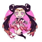  1girl adapted_costume bishoujo_senshi_sailor_moon black_hair black_sailor_collar boots bow bowtie cape checkered_bow checkered_bowtie checkered_clothes circlet commentary cosplay double_bun fangs full_body hair_bun high_heel_boots high_heels highres kamado_nezuko kimetsu_no_yaiba knee_boots long_hair mica_(c_killjoy) miniskirt multicolored_hair open_mouth orange_hair pink_eyes pink_skirt red_cape sailor_collar sailor_senshi_uniform signature skirt smile solo sparkle streaked_hair twintails two-tone_hair unofficial_sailor_senshi_uniform very_long_hair 