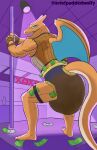 2_horns 5_fingers abdl absurd_res anthro artist_name back_wings banknote banknote_in_diaper banknote_in_legband banknote_in_legwear banknote_on_floor baxter_blaze bedroom_eyes big_butt big_diaper black_diaper black_fishnets black_legband blue_eyes blue_wings brown_clothing brown_gloves brown_handwear bulging_diaper butt butt_pose charizard claws clothed clothing countershade_body countershade_tail countershade_torso countershading crop_top dancing detailed_background diaper diaper_bulge diaper_fetish diaper_use digital_drawing_(artwork) digital_media_(artwork) draconic fan_character feces feet finger_claws fingerless_gloves fingers fishnet_clothing fishnet_crop_top fishnet_topwear frilly frilly_diaper furgonomic_diaper furgonomic_topwear furgonomics generation_1_pokemon gloves handwear hi_res horn humanoid_feet humanoid_hands leather leather_clothing leather_gloves leather_handwear legband looking_at_viewer male membrane_(anatomy) membranous_wings money money_in_diaper money_in_legband money_in_legwear money_on_floor muscular muscular_anthro muscular_male narrowed_eyes nintendo open_mouth open_smile orange_arms orange_back orange_body orange_face orange_feet orange_hands orange_legs orange_snout orange_tail orange_wings paddedwolfy plantigrade pokemon pokemon_(species) pole pole_dancing pose proud purple_background rear_view reptile scalie seductive sharp_teeth shirt side_view simple_background smile soiled_diaper solo spotlight spotlight_beam stage stage_lights strip_club stripper stripper_pole swollen_diaper tail tan_body tan_tail teeth text three-quarter_view toe_claws topwear twerking unclean_diaper used_diaper wearing_diaper white_claws white_finger_claws white_toe_claws wings yellow_diaper_frill yellow_frill