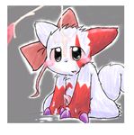  black_eyes bow_tie cub cum cum_on_face fur gay girly half-erect male markings nintendo penis pok&#233;mon pokemon red_markings unknown_artist video_games white_fur young zangoose 