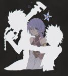  1girl 2boys aqua_(kingdom_hearts) armor black_background blue_eyes blue_hair bubble chest_strap closed_mouth detached_sleeves highres keyblade kingdom_hearts kingdom_hearts_birth_by_sleep multiple_boys over_shoulder sad short_hair silhouette sleeveless sleeveless_turtleneck spiked_hair terra_(kingdom_hearts) tsuba_258 turtleneck ventus_(kingdom_hearts) weapon weapon_over_shoulder 