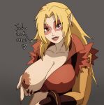 absurd_res animal_humanoid areola big_breasts blonde_hair breasts brown_eyes cheetara clothing crop_top felid felid_humanoid female hair hi_res humanoid inker_comics looking_at_viewer mammal mammal_humanoid one_breast_out presenting presenting_breasts shirt simple_background smile solo thundercats thundercats_2011 topwear upper_body