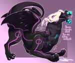 ambiguous_gender android annoyed_prey anthro antlers black_body black_fur black_penis blue_pawpads blue_penis bodily_fluids campfire_(teakfire) canid canine canis claws cum cum_on_ground deer dragon duo equid equine erection exclamation_point feral flared_penis fur fur_markings genital_fluids genitals grey_body grey_fur hi_res horn horse hybrid machine male mammal markings multicolored_penis mythological_creature mythological_scalie mythology neck_bulge pawpads penis purple_eyes purple_markings robot ronin_viltarre_(nanaki_azakee) scalie serialdad simple_background soft_vore swallowing text tongue two_tone_penis vore white_claws white_mask wolf