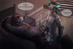 absurd_res age_difference anal anal_penetration animal_genitalia animal_penis anthro anthro_penetrating azeri_unleashed bear bed bedroom black_nose blue_ears blue_nipples blue_penis bodily_fluids brown_body brown_fur cum cum_in_ass cum_inside cum_on_penis cum_while_penetrated cumshot duo ejaculation equid equine equine_genitalia equine_penis eyes_closed foreskin fur furniture genital_fluids genitals gio_giacariati_(nanaki_azakee) grey_body hi_res horse horse_tail humanoid_genitalia light long_snout male male/male mammal markings nipple_piercing nipples penetration penis piercing pillow ronin_viltarre_(nanaki_azakee) slightly_chubby smiley_face snout speech_bubble sunlight teeth younger_dom_older_sub