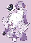 after_vore anthro balls dinkden dizzy dragon duo dutch_(dutchleopard) ear_piercing felid female feral footprint genital_piercing genitals heart_symbol hi_res leopard male male/female mammal midnight_(virginafox) mythological_creature mythological_scalie mythology pantherine pawprint penis penis_piercing piercing pink_mouth purple_eyes scalie size_difference squirming vore