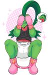 2025 abdl abstract_background adult_baby ageplay anthro artist_name blush blush_lines booties clean_diaper clothed clothing colored colored_sketch countershade_body countershade_face countershade_neck countershade_torso countershading covering covering_face cuff_(restraint) cuffed_ankles cutaway dark_green_leaves diaper diaper_fetish digital_drawing_(artwork) digital_media_(artwork) dino_evergreen dinosaur dromaeosaurid emanata embarrassed embarrassed_male eyes_closed fan_character front_view fructoruu generation_3_pokemon green_arms green_body green_face green_legs green_scales green_snout green_stripes green_upper_jaw grey_clothing grey_shirt grey_sleeveless_shirt grey_topwear grovyle handwear hi_res infantilism leaf leaves_on_body looking_pleasured male mittens multicolored_body multicolored_scales nintendo pink_background pink_booties pink_clothing pink_handwear pink_mittens pokemon pokemon_(species) pokemorph portrait prehistoric_species red_body red_face red_lower_jaw red_scales red_snout red_throat red_torso red_underbelly reptile restraints roleplay scales scalie shirt simple_background sitting sketch sleeveless_shirt solo sparkles stripes text theropod topwear wearing_diaper
