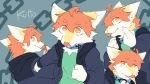 anthro blep blue_collar cheek_tuft clothed clothing collar dragon facial_tuft fur furred_dragon furred_scalie hair hi_res kutto kuttoyaki male male_anthro mouth_closed multicolored_eyes mythological_creature mythological_scalie mythology orange_eyes orange_hair orange_tongue scalie short_hair solo tongue tongue_out tuft two_tone_eyes white_body white_fur yellow_body yellow_eyes yellow_fur