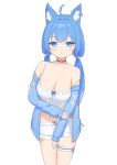  1girl absurdres ahoge alternate_costume animal_ear_piercing animal_ears blue_cardigan blue_eyes blue_hair blush breasts camisole cardigan cleavage commentary_request cowboy_shot dog_ears dog_girl earrings frilled_thigh_strap hair_ornament highres jewelry large_breasts long_hair looking_at_viewer low_twintails nanashi_inc. open_cardigan open_clothes open_mouth rjrcvd short_shorts shorts simple_background single_earring solo souya_ichika strap_slip thigh_strap transparent_background twintails virtual_youtuber white_camisole white_shorts x_hair_ornament 