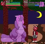 animated anthro anzeray aroused big_dom_small_sub bloop_(tacokurt) blush bodily_fluids bogleech breath class_change crouching digital_media_(artwork) digitigrade_heels dominant drain draining_kiss draining_magic duo energy_drain felid feline gameplay_mechanics glistening glistening_body glowing glowing_body green_glow gui hand_on_belly health_bar held_up imprint imprint_head keare_(whisker-ama) kiss_on_lips leaves_on_ground level_drain life_drain long_playtime lying male male/male mammal mana_bar mana_drain moon night non_fatal_vore on_back panting pixel_(artwork) pixel_animation plant pouch_(anatomy) pouch_vore pulsating pumping purple_body red_body red_glow restrained saliva saliva_string shaded simple_background size_difference sparkles sucking swallowing tail tail_mouth thick_tail tree tube_bulge unusual_anatomy unusual_tail vore
