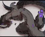 4_fingers 4_toes animal_genitalia anus barbel_(anatomy) black_bars black_body black_claws black_fur black_mane blep claws digitigrade dragon eastern_dragon eyes_closed feet female feral fingers flesh_whiskers fur furred_dragon furred_scalie genitals gloves_(marking) hi_res horn korka leg_markings letterbox lying mane markings mythological_creature mythological_scalie mythology on_back pawpads purple_anus purple_inner_ear purple_pawpads purple_tongue purple_vulva quadruped ridged_horn scalie slit_(disambiguation) socks_(marking) solo striped_markings stripes tail thick_tail toes tongue tongue_out tuft vylarios whisker_tuft