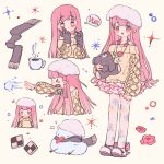  &gt;_&lt; 1girl artist_request bare_shoulders beret black_gloves black_scarf blush_stickers bow bra_strap checkerboard_cookie chewing chibi chinese_commentary clenched_hand closed_mouth coffee collarbone commentary_request cookie cropped_torso cross cross_necklace cup eating flower flower_necklace flying_sweatdrops food footwear_bow frilled_skirt frills fringe_trim full_body fur_hat gloves hand_on_own_cheek hand_on_own_face hat heart heart-shaped_pupils highres holding holding_food holding_stuffed_toy jewelry long_hair long_sleeves looking_ahead mary_janes miniskirt miracle_nikki mug multiple_views necklace nikki_(nikki) nikki_(series) off-shoulder_sweater off_shoulder outstretched_arm pantyhose parted_lips pink_bow pink_eyes pink_hair puffy_long_sleeves puffy_sleeves red_flower red_rose rose scarf second-party_source see-through_pantyhose shoes sidelocks simple_background skirt sleeves_past_wrists smile snowball snowflake_print snowman sparkle speech_bubble steam stuffed_animal stuffed_toy sweater symbol-shaped_pupils tareme teddy_bear throwing unworn_scarf very_long_hair wavy_hair white_hat white_pantyhose white_shoes white_skirt winter_miracle_(miracle_nikki) yellow_background yellow_sweater 