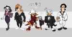 4_fingers absurd_res anatid anseriform anthro avian beverage bird bottomwear cane canid canine canis chart clothing coffee digital_drawing_(artwork) digital_media_(artwork) disney domestic_dog dress duck ducktales duckworth eyewear female fingers footwear glasses group hair hi_res jeeves john_d_rockerduck mafia male mammal miss_pauling_(team_fortress_2) pose scrooge_mcduck selinaeagle shoes signature skirt suit team_fortress_2 text valve