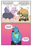 absurd_res antennae_(anatomy) anthro apple_pie appletun barefoot blue_body blue_skin blush bodily_fluids boots bottomwear brown_body brown_skin butt clothed clothing collar covering covering_self directional_arrow dragon duo english_text eyestalks feet female feral fight fishnet_clothing food footwear furgonomic_bottomwear furgonomics gastropod generation_5_pokemon generation_6_pokemon generation_8_pokemon goodra goopyarts green_body green_skin hi_res imminent_violence male mollusk mythological_creature mythological_scalie mythology nintendo open_mouth pastry pie pokemon pokemon_(species) purple_body purple_skin quadruped reptile scalie seismitoad shoes simple_background slug solo speech_bubble sweat text thick_thighs toad topwear turtle vest