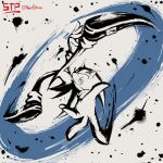  body_fur full_body furry furry_male grey_background highres ink_wash_painting looking_at_viewer neimsteps simple_background smirk sonic_(series) sonic_the_hedgehog twitter_username 