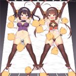  2girls =_= @_@ afterimage ahoge animal armpits arms_up artist_name ass_visible_through_thighs asymmetrical_legwear azur_lane bangs bare_shoulders bdsm bird black_eyes black_gloves black_hair black_legwear black_panties blush blush_stickers bondage bound bound_ankles bound_wrists breasts breasts_apart brown_hair brush china_dress chinese_clothes chinese_commentary cleavage_cutout clitoral_stimulation closed_eyes clothes_lift clothing_cutout collar commentary_request controller dress dress_lift egg_vibrator elbow_gloves eyebrows_visible_through_hair feathers foot_tickling from_above full_body gloves hair_ornament hair_rings hairband half-closed_eyes hitachi_magic_wand holding holding_brush holding_feather holding_hands huoji_(wonderturkey) interlocked_fingers laughing long_hair lying manjuu_(azur_lane) medium_breasts mismatched_legwear mixed-language_commentary motion_lines multiple_girls navel ning_hai_(azur_lane) nose_blush o-ring o-ring_bottom o-ring_panties on_back on_bed open_mouth outstretched_arms panties pelvic_curtain pelvic_curtain_lift ping_hai_(azur_lane) purple_dress purple_eyes raised_eyebrows red_dress red_eyes remote_control remote_control_vibrator rope see-through sex_toy shiny shiny_hair side-tie_panties sidelocks signature skindentation sleeveless sleeveless_dress small_breasts smile spread_legs stomach string_panties symmetry tape tears thighhighs tickling tied_hair torn_clothes torn_dress twintails underwear vibrator vibrator_in_thighhighs wavy_mouth white_background white_hairband white_panties wide-eyed 