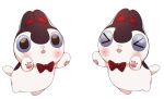  &gt;_&lt; animal animal_focus banken_(inui_toko) blush bow bowtie commentary_request nijisanji no_humans open_mouth red_bow red_bowtie shigure_(sigre) siblings simple_background twins white_background 