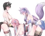  3girls all_the_way_through animal_ears bell black_hair blue_eyes blush breasts breasts_out commission commissioner_upload dildo embarrassed femdom fingerless_gloves fox_archer_(sakura_dungeon) fox_ears fox_girl fox_miko_(sakura_dungeon) fox_tail gloves grabbing_another&#039;s_arm grabbing_another&#039;s_chin grabbing_another&#039;s_hair group_sex hand_on_another&#039;s_chin highres japanese_clothes kimono multiple_girls neck_bell non-web_source pink_hair pudding(crepe) purple_hair sakura_dungeon sex_toy strap-on tail tears thighhighs threesome twintails yomi_(sakura_dungeon) yuri 