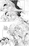  2girls alice_margatroid blush braid closed_mouth doll dress embarrassed face-to-face forehead-to-forehead from_side hair_between_eyes hairband hat heads_together highres hourai_doll kirisame_marisa lolita_hairband long_hair looking_at_another medium_hair monochrome multiple_girls sesmkun shanghai_doll shirt short_sleeves touhou vest wavy_hair witch_hat 