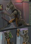 bodily_fluids brown_eyes electronics exercise guardians_of_the_galaxy gym headphones hi_res male mammal marvel procyonid raccoon rocket_raccoon runing shirtless solo sweat towel wolfyalex96