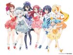  6+girls bare_legs black_hair black_legwear blonde_hair blue_hair boots bow bowtie brown_hair dress full_body high_heel_boots high_heels high_ponytail hoshikawa_lily konno_junko long_hair looking_at_viewer minamoto_sakura mizuno_ai multiple_girls neck_ribbon neckerchief nikaidou_saki official_art open_mouth pantyhose red_hair ribbon sailor_collar sailor_dress short_hair sleeveless sleeveless_dress thighhighs white_background white_hair white_legwear white_sailor_collar yamada_tae zombie_land_saga 