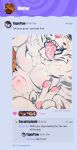  2boys abs animal_ears artist_self-insert bara claws dislyte drooling furry furry_male furry_with_furry highres implied_sex implied_yaoi javid_(shamash)_(dislyte) jin_qiu_(ru_shou)_(dislyte) lion_boy male_focus multiple_boys muscular muscular_male nipples open_mouth original pawpads pectorals saliva selfie smile social_media_composition stomach_bulge tiger_boy tiger_ears tiger_stripes tongue tongue_out v wulfersheperd yaoi 