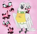 2025 4_fingers 4_toes all_fours amphibian avian beak bent_arm bird black_eyebrows black_eyes blue_sclera blue_sky_studios blush blush_lines cacatua carrying_another closed_frown clothing cockatoo colored digital_drawing_(artwork) digital_media_(artwork) duo english_description eyebrows eyelashes feathered_wings feathers featureless_crotch feet female feral fingers floating_eyebrows frog frown frowning_at_viewer gabi_(rio) grey_beak hi_res interspecies kiss_mark kiss_mark_on_face larger_feral larger_male looking_at_viewer male male/female male_feral mimic_poison_frog mouth_closed multicolored_body multicolored_skin multiple_images neck_tuft nigel_(rio) on_shoulder open_mouth open_smile outline parrot pink_body pink_skin purple_background purple_tongue red_body red_skin rio_(series) semi-anthro shaded simple_background size_difference sleeveless_sweater smaller_female smile smiling_at_viewer standing sulphur-crested_cockatoo sweater tail tail_feathers talons tired_eyes toes tongue topwear tuft white_body white_feathers white_outline white_tail white_wings wings wolflly10 yellow_clothing yellow_sweater yellow_topwear