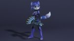 16:9 3d_(artwork) anthro blue_body blue_fur blue_hair blue_tail breasts canid canine circlet clothing digital_media_(artwork) dipstick_tail female flight_suit fluffy fluffy_tail fox fur furgonomics gatling_gun grin gun hair hi_res holding_object holding_ranged_weapon holding_weapon jumpsuit krystal_(star_fox) machine_gun mammal markings minigun multicolored_body multicolored_fur nintendo pilot_suit pose ranged_weapon simple_background skinsuit smile solo source_filmmaker_(artwork) star_fox tail tail_markings teal_eyes thevestige tight_clothing weapon white_body white_fur white_tail_tip widescreen