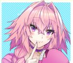  1boy artist_name astolfo_(fate) baseball_cap blush choker eyebrows_visible_through_hair fate/apocrypha fate_(series) hair_between_eyes haoro hat looking_at_viewer male_focus multicolored_hair otoko_no_ko pink_hair purple_eyes solo streaked_hair twitter_username two-tone_hair watermark white_hair 