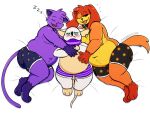4:3 an0malyz3r0 anthro arm_tuft bed belly belly_overhang big_belly big_butt black_nose black_sclera blush butt canid canine canis catnap_(poppy_playtime) clothing collar cuddling dogday_(poppy_playtime) domestic_cat domestic_dog ear_piercing eyes_closed fangs felid feline felis fur furniture group head_tuft hi_res jewelry long_tail male mammal mob_entertainment moobs murid murine necklace orange_body orange_ears orange_fur pattern_clothing pattern_underwear piercing poppy_playtime pupils purple_body purple_ears purple_fur rat rodent scarf sleeping sleeping_together slightly_chubby slightly_chubby_anthro slightly_chubby_male smiling_critters striped_clothing striped_underwear stripes tail teeth thick_thighs tongue tongue_out trio tuft underwear white_pupils