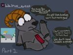4:3 animal_genitalia animal_penis anthro balls bighorn_sheep bovid caprine comedy_central english_text fur genitals grey_body grey_fur hi_res hooves leg_grab male male/male mammal paramount_pictures penis profanity rammyariesgoated red_penis sheep solo south_park story text twitter twitter_logo walrus_artist walrus_second