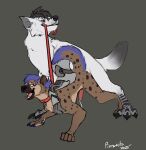  anthro anthro_on_feral anthro_to_feral bestiality black_body black_fur black_markings black_nose black_sclera claws collar feral feral_transformation fervis_(razim) fur hi_res hyena ibzan leash leash_in_mouth leash_pull leashed_collar loth-wolf male male/male mammal markings mechanical_leg mid_transformation object_in_mouth orange_eyes paws quadruped scales star_wars toe_claws transformation white_body white_fur 
