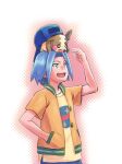  1boy 50kuike50namake backwards_hat gen_8_pokemon hat highres james_(pokemon) morpeko morpeko_(full) nasa_logo pokemon pokemon_(anime) pokemon_(creature) smile 