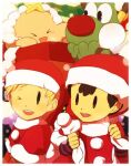  all_fours animal animal_costume black_hair blonde_hair can&#039;t_be_this_cute christmas dinosaur gift happy happy_holidays hat kirby kirby_(series) lucas_(mother_3) mario_(series) merry_christmas mother_(series) mother_2 mother_3 ness_(mother_2) nintendo non-web_source red_nose reindeer_costume santa_costume santa_hat snow super_smash_bros. video_game yoshi 