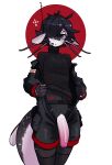 anthro barbel_(anatomy) big_penis black_hair bodysuit bomber_jacket bottomwear cargo_pants catlad clothing ear_fins electronics fin foreskin genitals hair harness headgear headphones headset hi_res huge_penis jumpsuit leg_harness male otto_(catlad) overalls pale_eyes pale_skin pants penis penis_poking_out pink_penis pockets ribbed_clothing ribbed_sweater short_hair skinsuit sneaking_suit solo spy sweater tail thick_tail tight_clothing topwear turtleneck unzipped_bodysuit whiskers