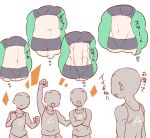  4boys 4girls arm_up crossed_arms faceless faceless_male hanzo_(2929) head_out_of_frame imagining multiple_boys multiple_girls muscular muscular_female navel original plump simple_background smile sportswear tank_top thought_bubble toned white_background 