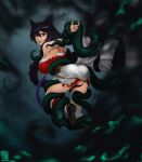  ahri animal_ears ass bondage japanese_clothes kitsune league_of_legends no_bra tagme tail tentacles torn_clothes 