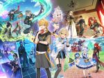  6+boys 6+girls absurdres aether_(genshin_impact) ajaw_(genshin_impact) alhaitham_(genshin_impact) alternate_costume alternate_hairstyle amaichi_esora animal_ear_headphones animal_ears apron basket black_hair black_hoodie black_mask black_pants black_robe black_shirt black_umbrella blonde_hair blue_dress blue_eyes book braid broom broom_riding cellphone crown cyno_(genshin_impact) diluc_(genshin_impact) diluc_(parallels_meet)_(genshin_impact) dress enmaided eyewear_on_head fake_animal_ears flins_(genshin_impact) flins_(parallels_meet)_(genshin_impact) flower fox_boy fox_ears furina_(genshin_impact) genshin_impact gentilhomme_usher glasses grin gun hair_flower hair_ornament halo hat headphones headset highres holding holding_basket holding_book holding_broom holding_gun holding_phone holding_quill holding_staff holding_weapon holographic_interface hood hoodie hoyofair hu_tao_(genshin_impact) jacket kaveh_(genshin_impact) keqing_(genshin_impact) kinich_(genshin_impact) kinich_(parallels_meet)_(genshin_impact) long_hair looking_at_viewer lumine_(genshin_impact) mademoiselle_crabaletta mage_staff magic maid maid_apron maid_headdress mona_(genshin_impact) multiple_boys multiple_girls navia_(genshin_impact) nilou_(genshin_impact) official_art open_mouth paimon_(genshin_impact) pants phone ponytail quill red_dress red_hair revolver robe shirt short_hair short_hair_with_long_locks smartphone smile staff surintendante_chevalmarin textless_version tighnari_(genshin_impact) twin_braids twintails umbrella very_long_hair watch weapon white_jacket white_shirt witch_hat wriothesley_(genshin_impact) wristwatch x_hair_ornament yellow_eyes yumemizuki_mizuki yumemizuki_mizuki_(parallels_meet) 