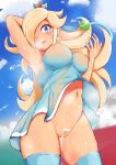  areola censored cum erect_nipples mario_bros. no_bra nopan pussy rosalina see_through skirt_lift tagme tennis thighhighs 