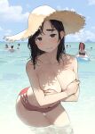  bikini breast_hold ganbare_douki-chan swimsuits tagme wardrobe_malfunction wet yom 